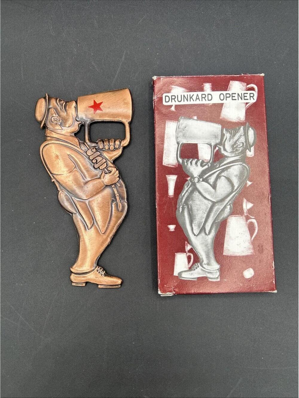 Drunkard Bottle Opener Fat Man Drinker in Original Box, Vintage Barware